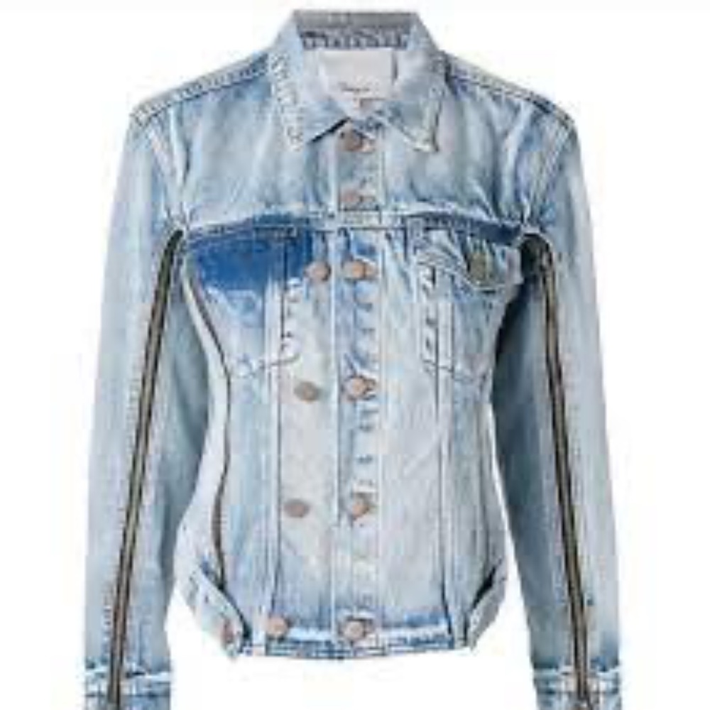 3.1 Phillip Lim | Zip Distressed Denim Jacket 0